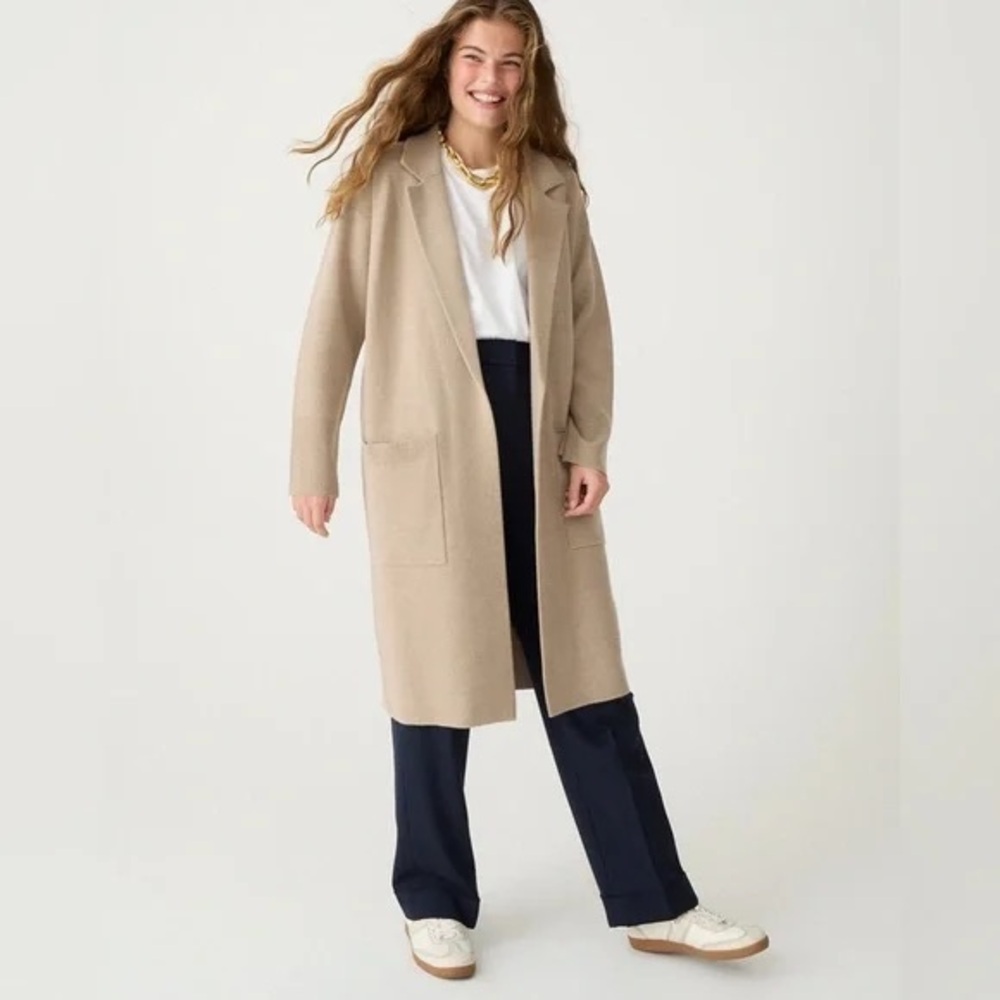 J. Crew Ella open-front long sweater-blazer in Heather Birch - Picture 1 of 4